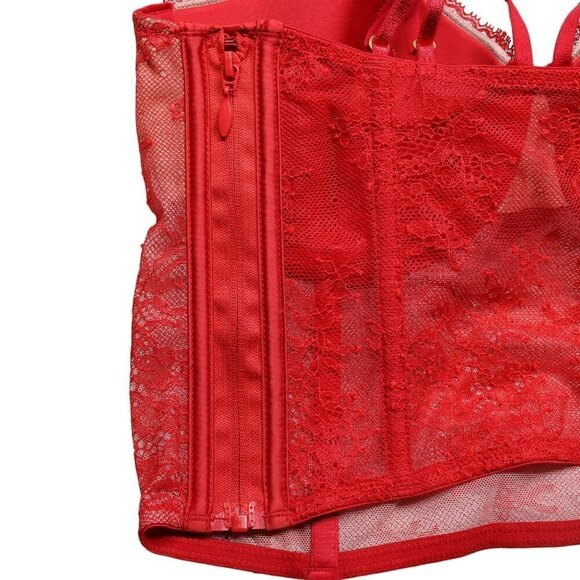 Victoria's Secret Bustier Size 32D Red Very Sexy Lace Underwire NEW - Picture 4 of 11